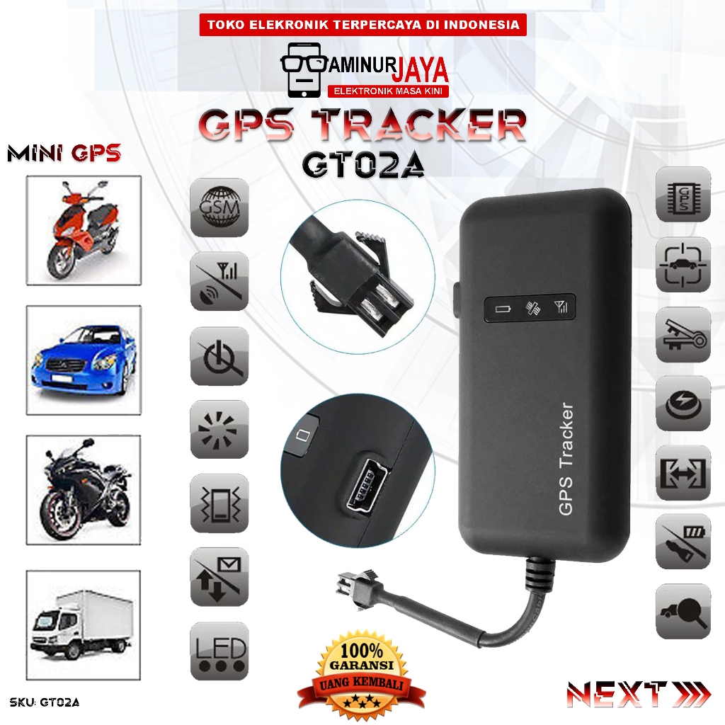 AIG GT02A GPS Tracker Mini Portabel Pelacak Pemantau Lokasi Posisi Dan Rekam Suara Tracking Location