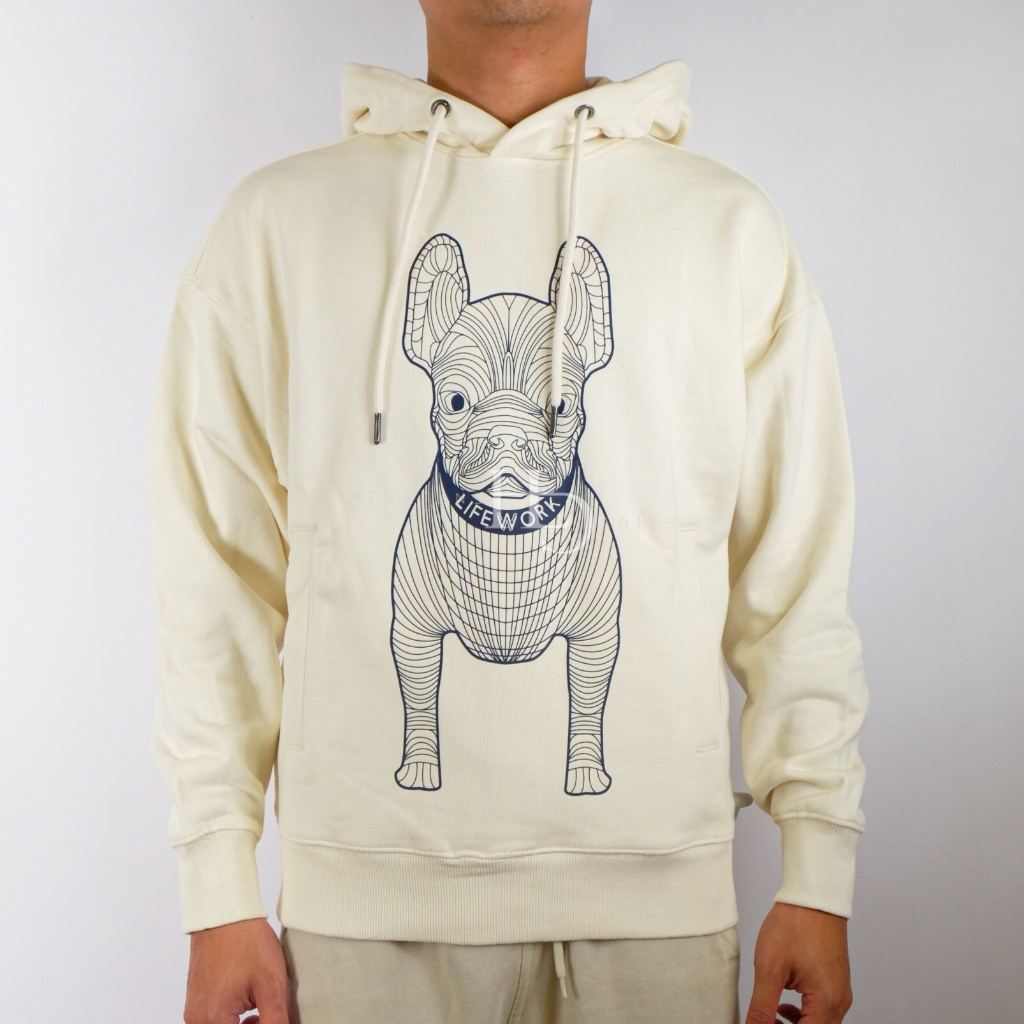 Lifework Graphic Drawstring Hoodie Ivory/Navy