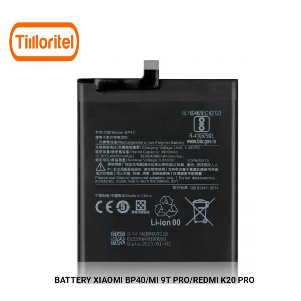 BATTERY XIAOMI REDMI MI 9T PRO/K20 PRO/ BP40