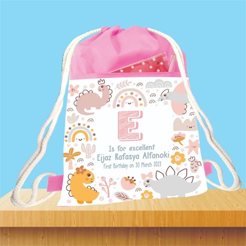 

Hampers Ultah Serut Gendong 2 Saku/Tas Ultah Dinosaurus/Tas Wadah Snack/