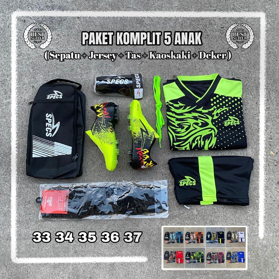 Sepatu Bola Anak Paket Komplit 5 Terbaru Dan Termurah Sepatu Bola Anak Specs Ewaklok Full Set 5 Item
