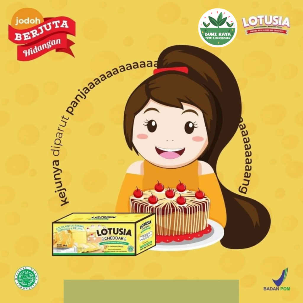 

2kg Lotusia Cheddar Cheese (keju serbaguna)