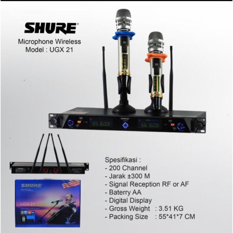 Mic wireles UGX21 UGX 21 pro 4 antena UHF like X1 JTS