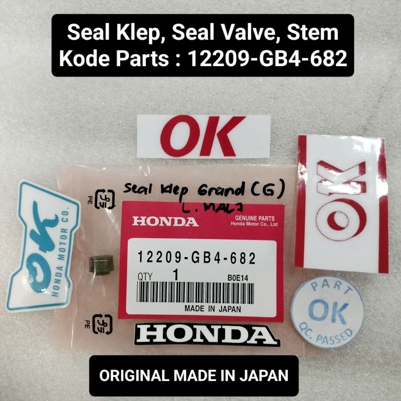 12209 GB4 682 Seal Sil Klep Oil Seal Valve Stem Beat Scoopy Supra X 125 FI Vario Revo FI PCX CB 150 CRF 150 Verza 150 Original NOS AHM Made In Japan