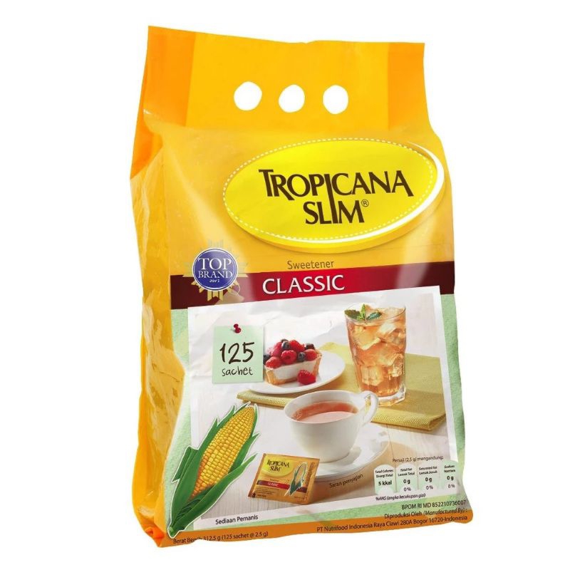 

Tropicana Slim Classic (1bag 125sachet) Tropicana Slim Sweetener Classic - Gula Jagung Gula Tropicana Pemanis Rendah Kalori