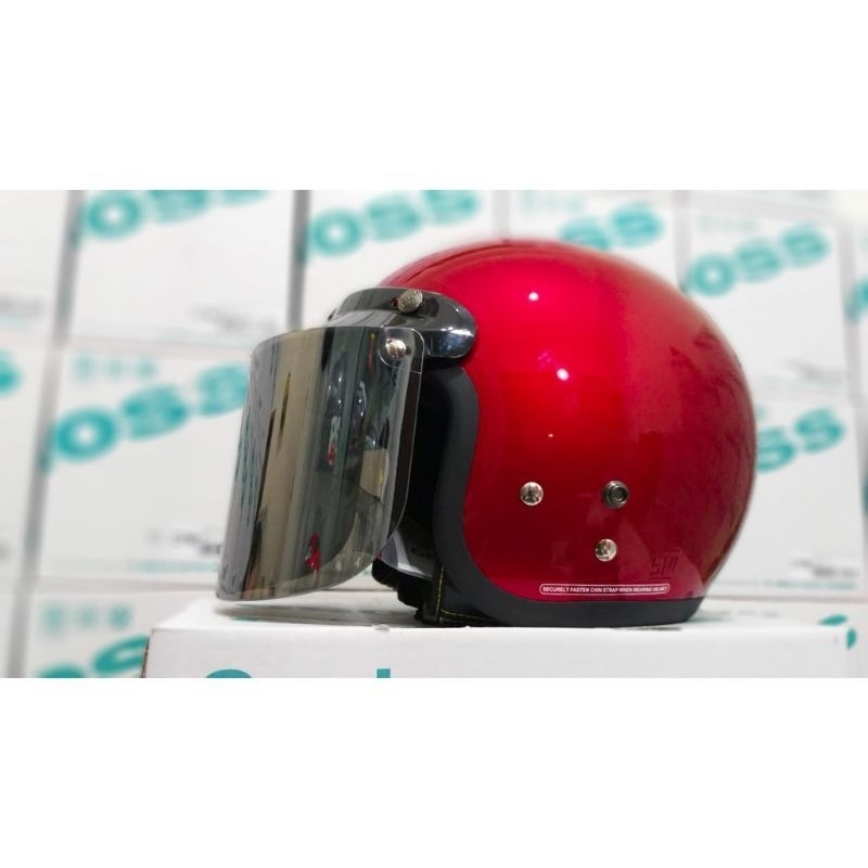 Helm Bogo Retro Carglosh Kaca Datar injax / COD Hlem Retro Kaca flat datar SNI Murah