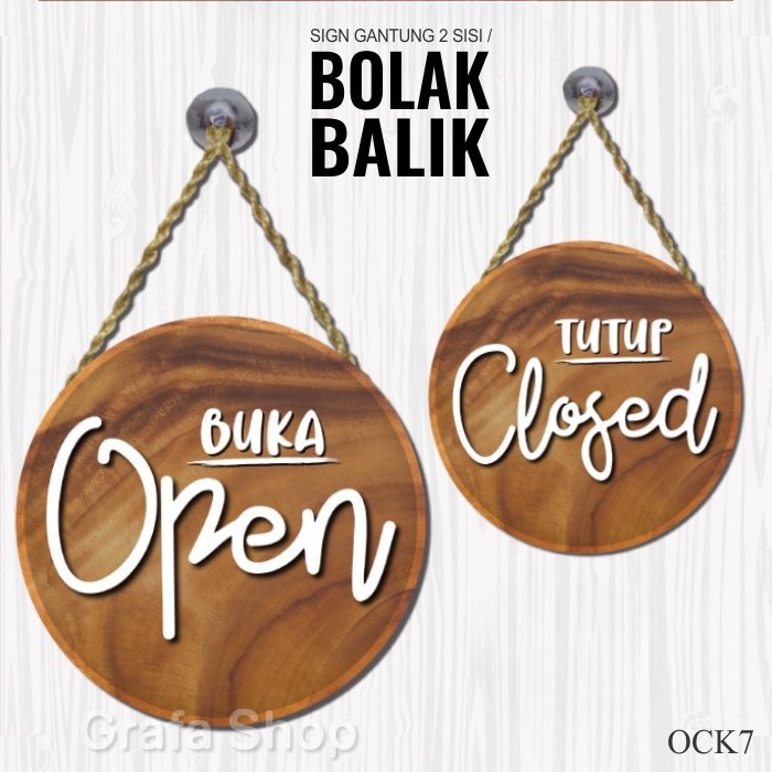 

Papan tulisan Open Close buka tutup bulat bundar