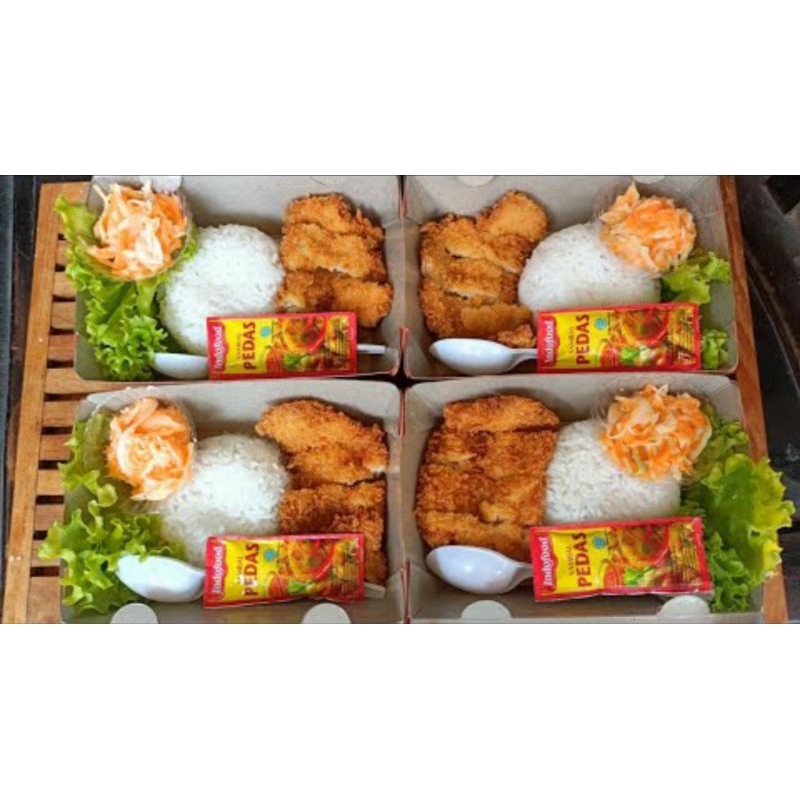 

paket nasi box chicken ayam katsu 10 kotak