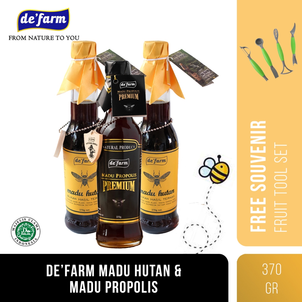 

De'farm Madu Hutan 370gr - De'farm Madu Propolis Premium 370gr - Paket mix 3 botol