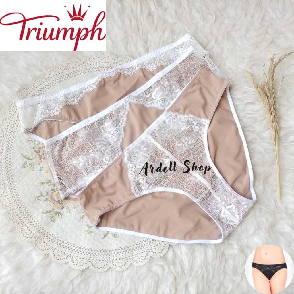 AT TRIUMPH SAMPLE CELANA DALAM WANITA MID WAIST POLOS RENDA BRIEFS BRANDED BROWN L PR