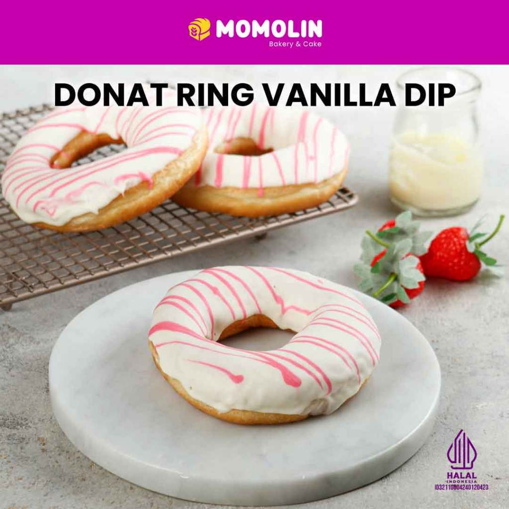 

Momolin Bakery Donat Ring Vanilla Dip | Topping Vanilla | Roti Kue Donat