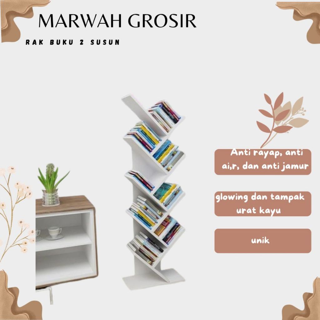 Tarlaris Rak Buku Pohon 8tingkat / Rak Buku Minimalis / Rak Buku Unik
