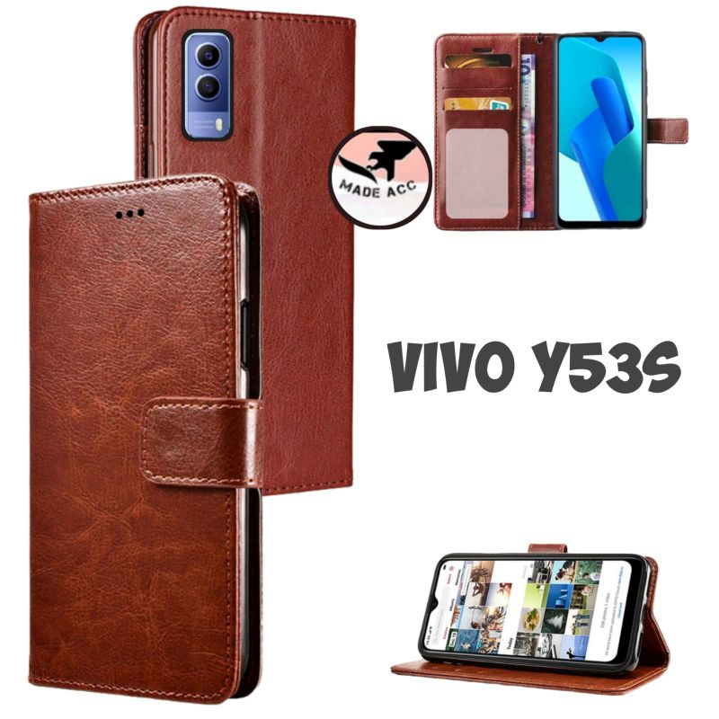 VIVO Y53S casing dompet flip cover leather case kulit premium
