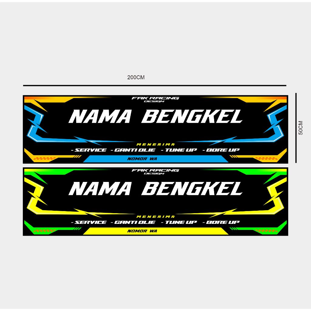 DESIGN MMT / SPANDUK BENGKEL CUSTOM TINGGAL KASIH NAMA BENGKEL