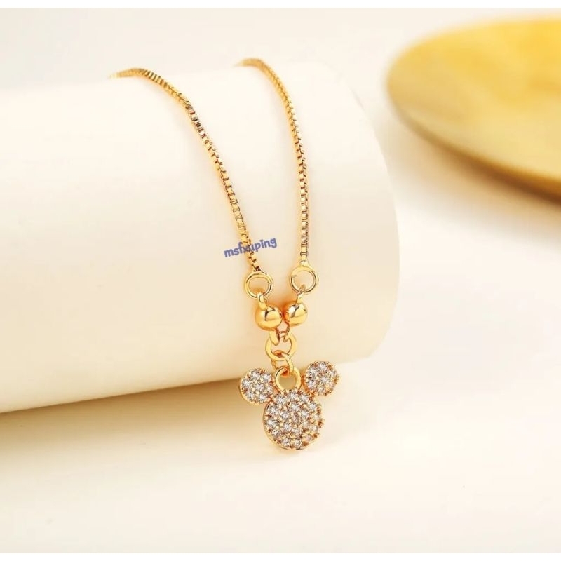 Kalung Anak Perempuan Titanium Mickey Mouse Kalung Anak Titanium Asli Tidak Luntur Aksesoris Anak Y4