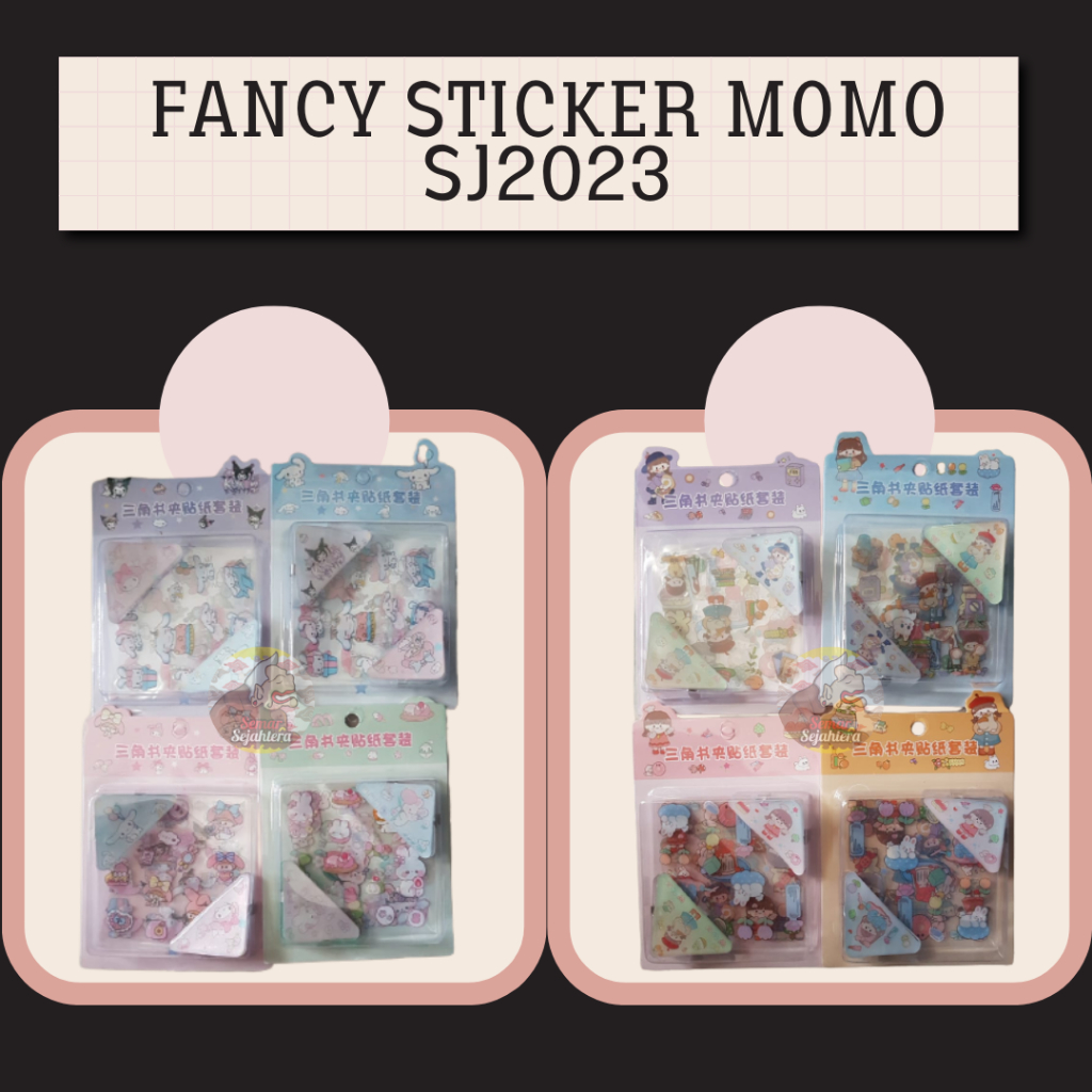 

[SET] FANCY STICKER MOMO SJ2023 / STICKER AESTHETIC PLUS PENJEPIT POJOK KERTAS