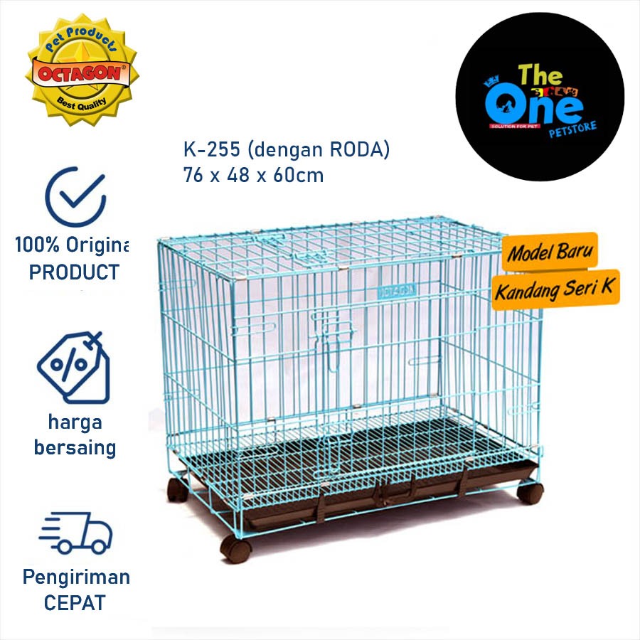 Kandang Octagon K255 Kandang Lipat Anjing Kucing Kandang XL Roda
