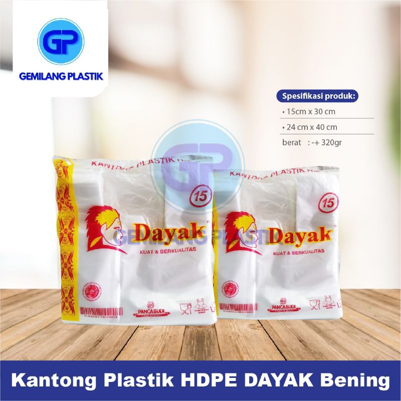 Kantong Plastik kresek DAYAK putih bening