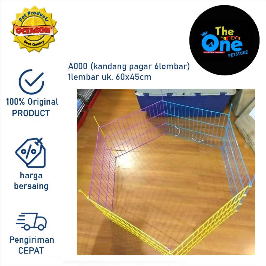 Kandang pagar anjing warna warni merk octagon kode a-000 tebal