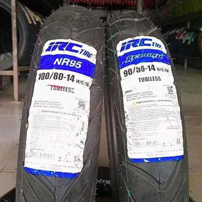 Ban 1 set IRC NR95 100/80-14 dan REBORN 90/80-14 Tubeless