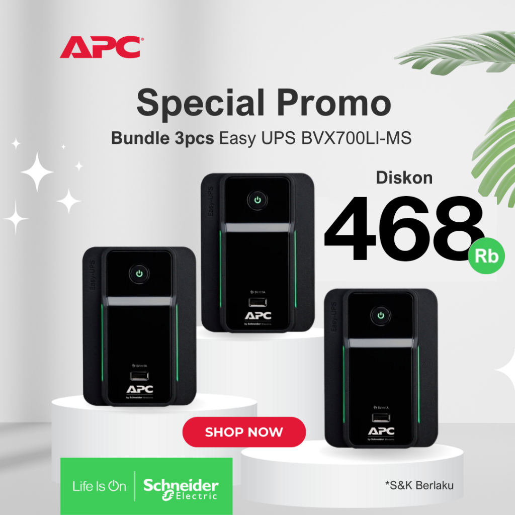 Paket Bundling UPS APC Easy UPS BVX 700VA 360W X 3 Unit