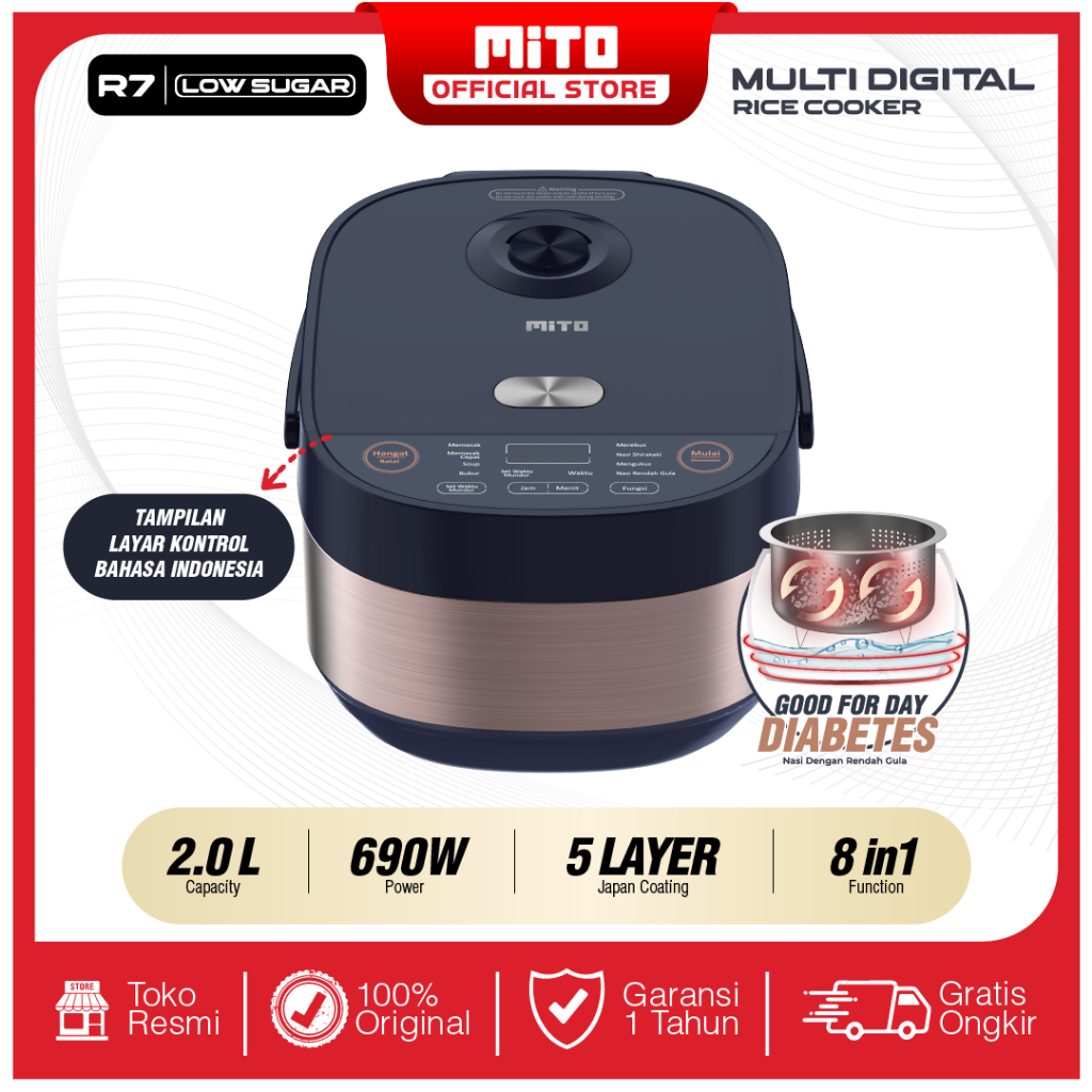 MITO MULTIDIGITAL RICE COOKER R7 LOW SUGAR 8 IN 1