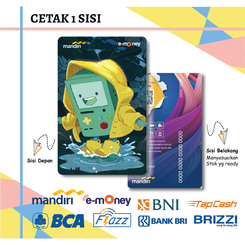 KARTU EMONEY E TOLL ANIME ADVENTURE TIME BMO RAIN MANDIRI FLAZZ BCA BNI TAPCASH BRIZZI BRI - 1 SISI