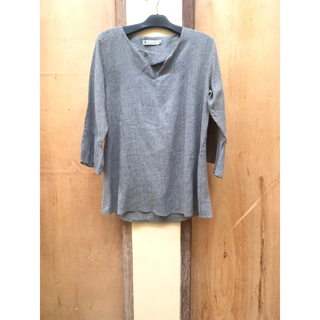 Blouse H3 Head Hand Heart Katun Linen Serat Grey