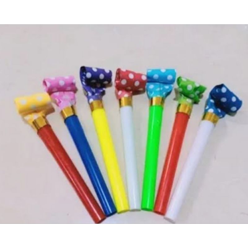 Terompet Lidah Panjang Polkadot 10pcs/Terompet Kertas Motif/Mainan Terompet Lidah Polkadot 100pcs Ra