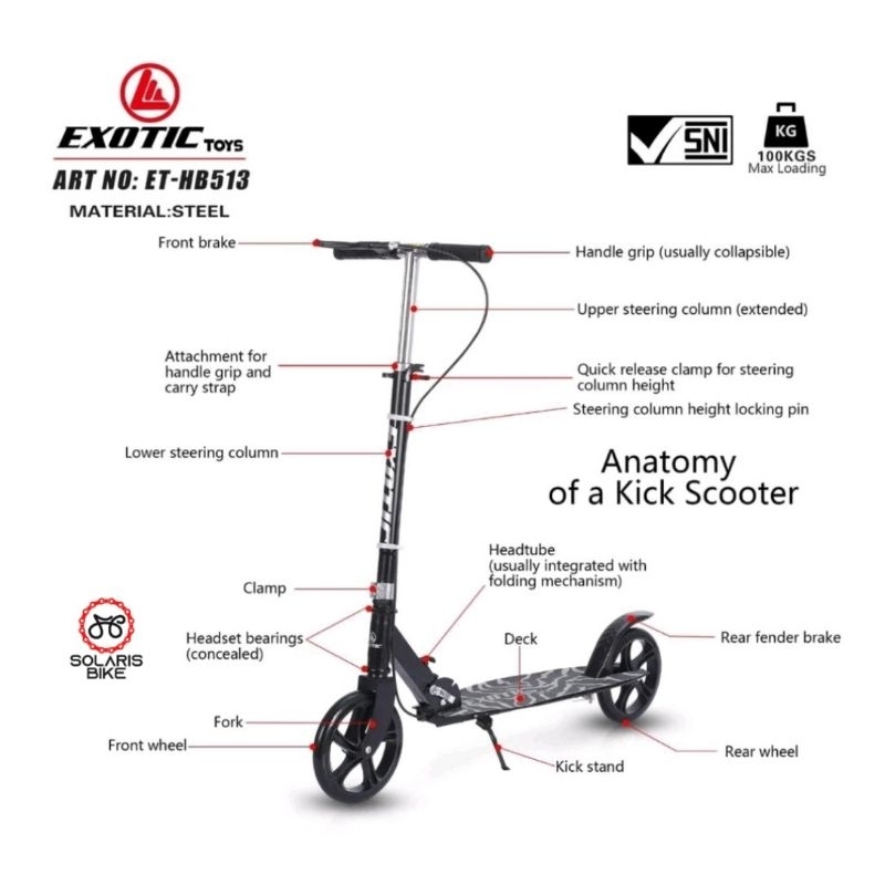 Skuter Otoped Exotic ET 513 Rem Tangan Skuter Anak Dan Dewasa