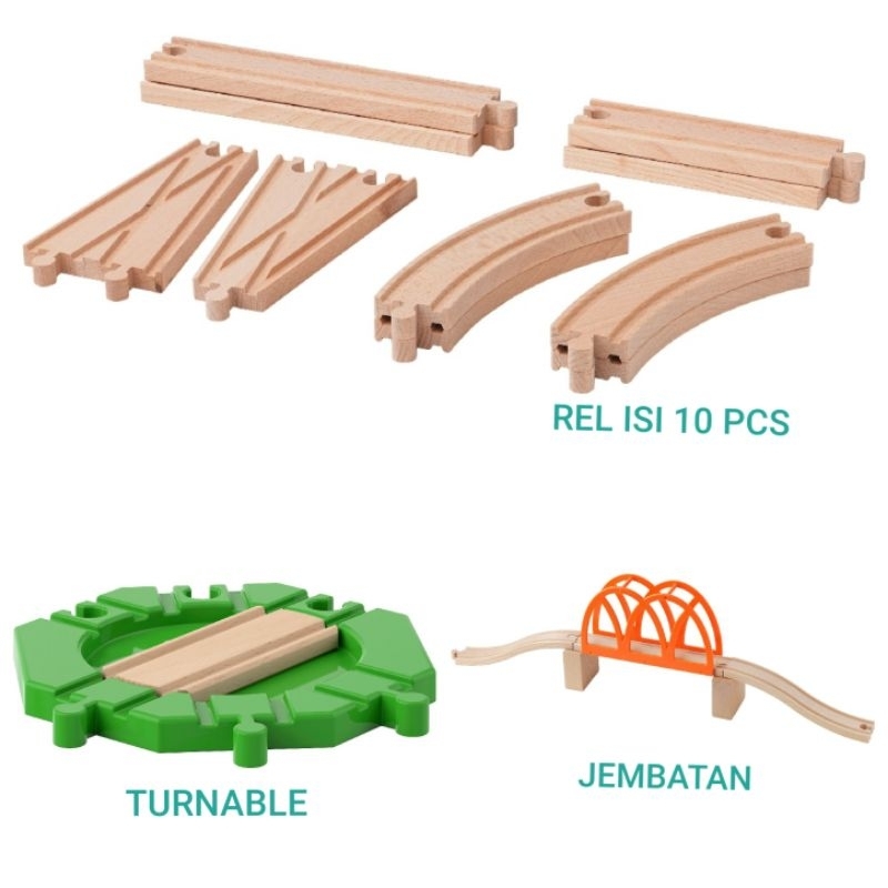 Mainan Aksesoris Rel Kereta, Turntable Pengganti Arah Kereta, Jembatan Kereta Api Lillabo