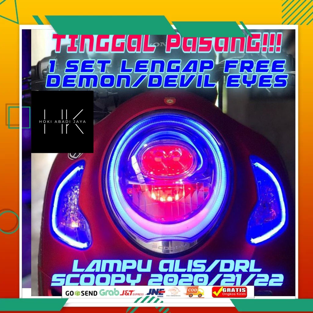 PAKET LENGKAP KEYLED LAMPU ALIS SCOOPY TAHUN 2021 2022 2023 PAKET 1SET ALIS DAN SEIN GRATIS DEMON/DE
