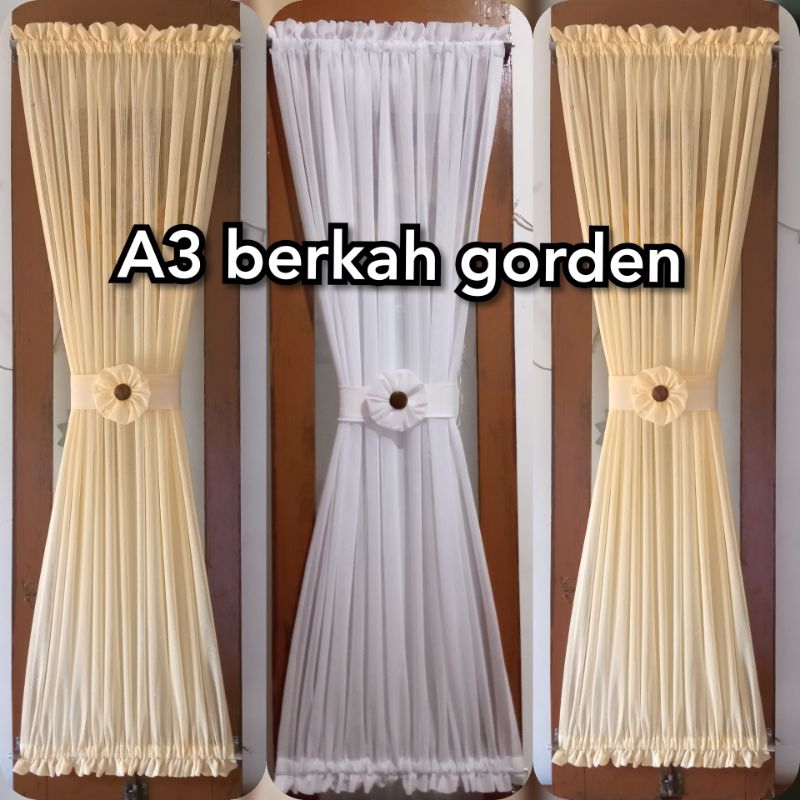 Gorden siang ikat kupu2 vitrase polos TANPA STIK