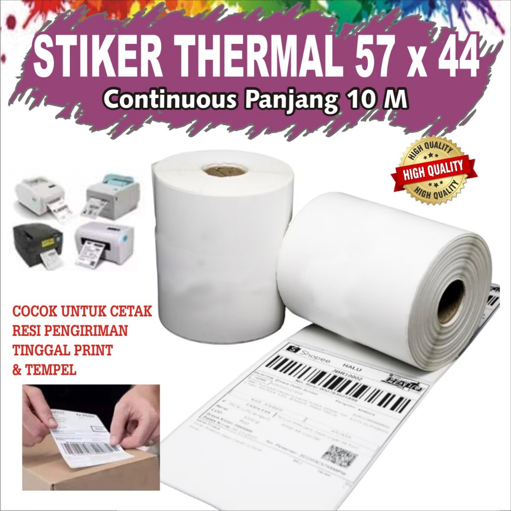

KERTAS THERMAL STICKER 57x10M CONTINUOUS LABEL PRINTER BARCODE 58 X 10 M COUNTINOUS