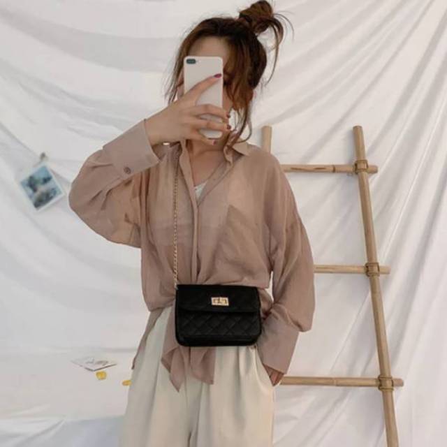 Tas Wanita Sling Bag model rantai / Tas Selempang Wanita Tali Rantai kHANZA