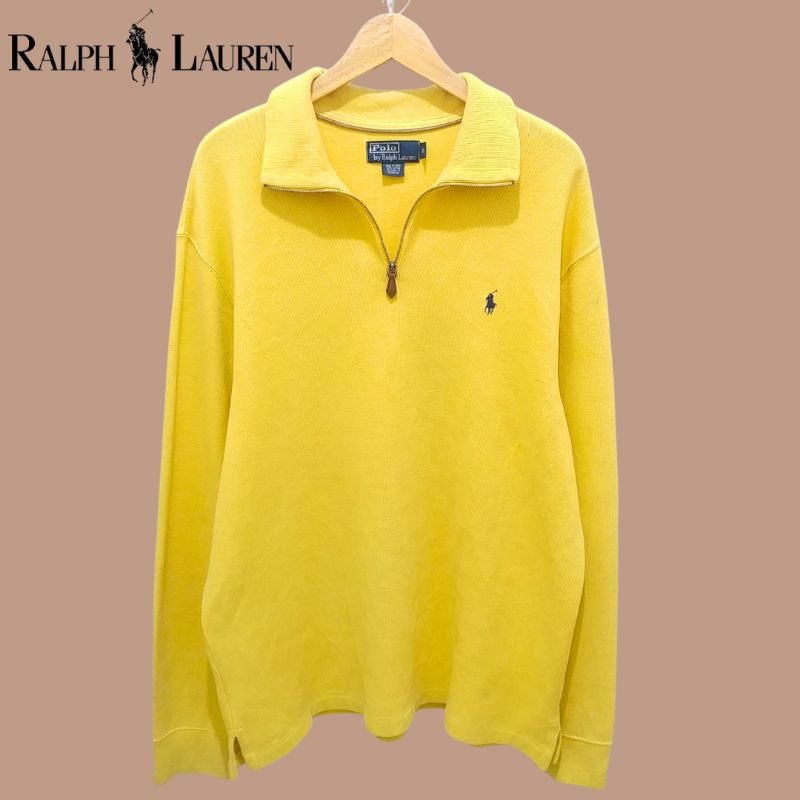 Ralph Lauren Yellow Half Zip Cotton Sweater