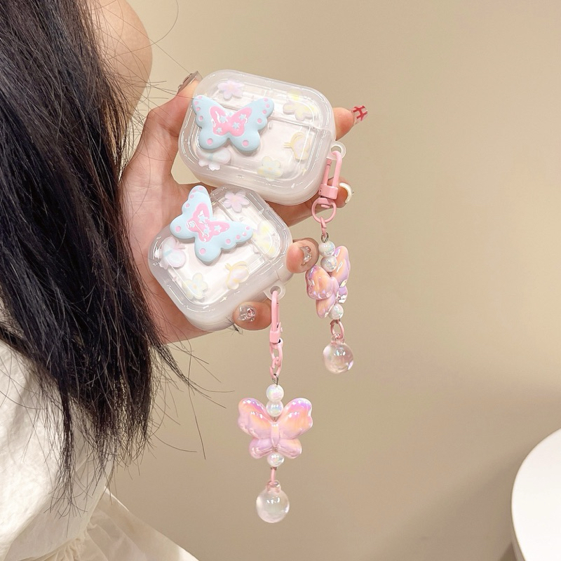 Transparan Blue Butterfly Softcase for Airpods 1 2 Pro 3 Case Airpods Inpods TWS