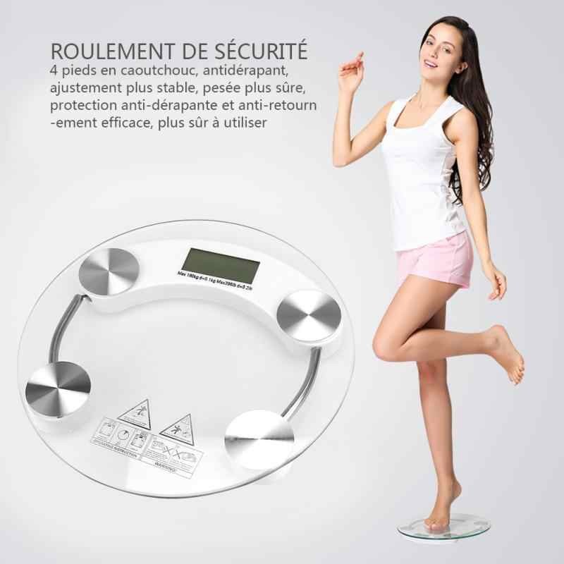 Timbangan Badan Digital Bundar Kaca Tebal Maksimal 180KG Digital Glass Body Weight Scale LCD Display