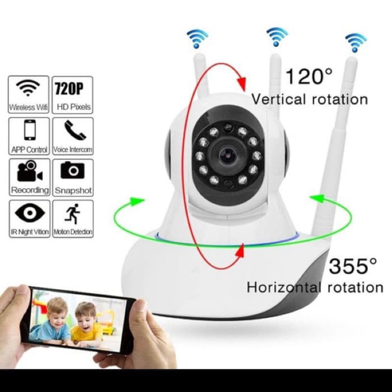 Camera CCTV 3 antena Infrared V380 IP Camera HD 1080P Security  Cam v380