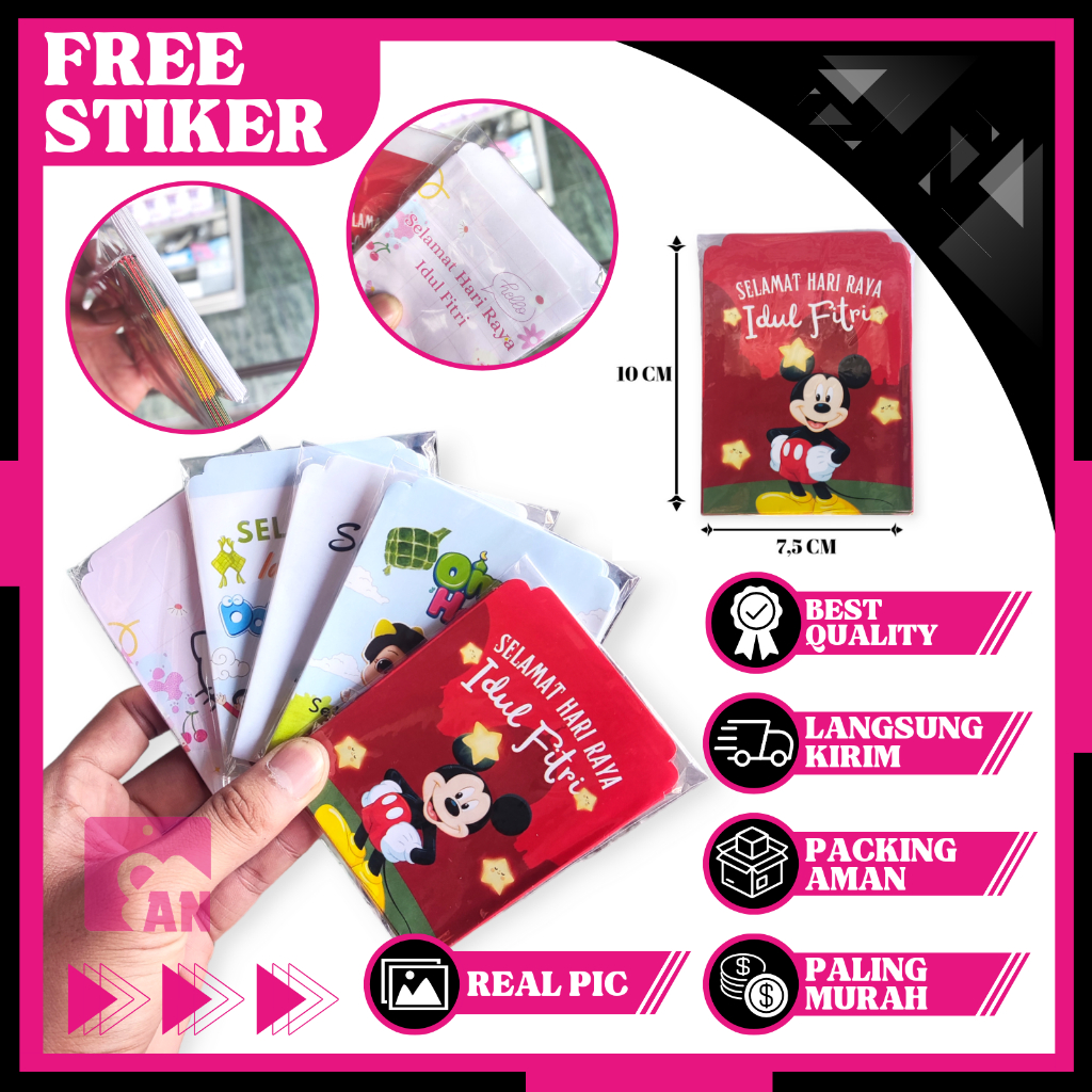 

1PAK Isi 10 Lembar Amplop Lebaran Sedang Motif Kartun Islami Ampao Mini Karakter Lucu Angpao Hari Raya Kertas Angpau A164
