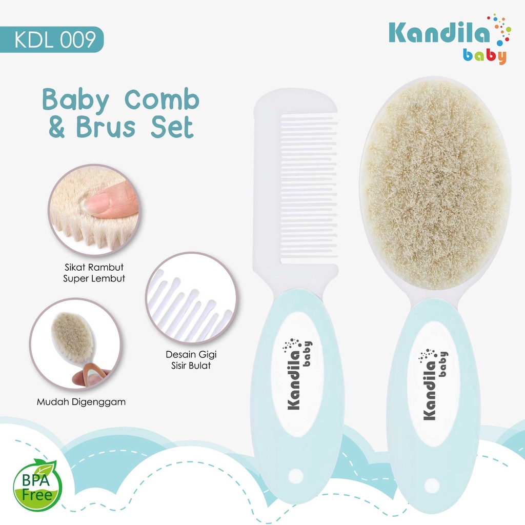 KANDILA BABY COMB & BRUSH KDL 009 SISIR & SIKAT BAYI / SISIR LEMBUT BAYI / SISIR BAYI SET