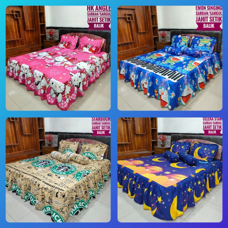 ✅✅ SPREI RUMBAI REMPEL 160x200 MOTIF KARAKTER ANAK DORAEMON HELLO KITTY BATIK AESTHETIC MURAH COD TE