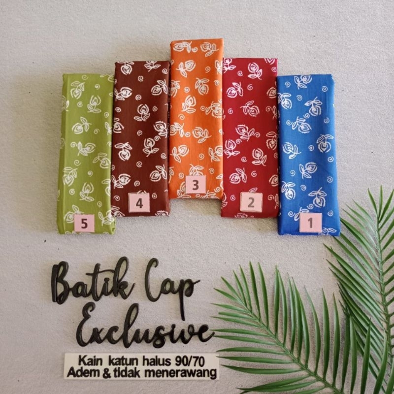 Kain Batik Cap Handmade Motif Bunga Mawar Kecil