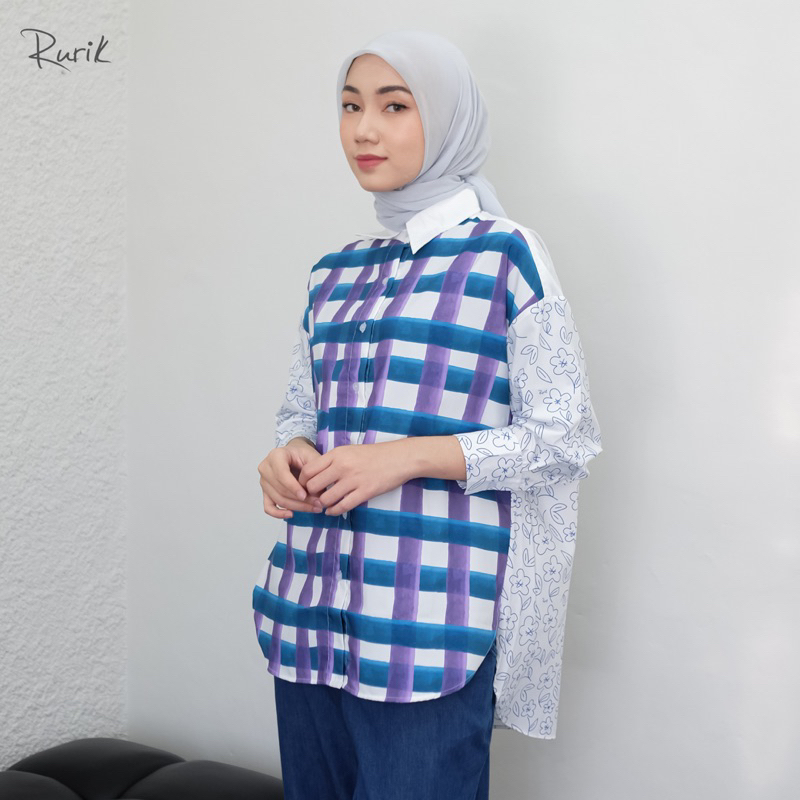 Rurik Kemeja Wanita Oversize Printing Anemon Shirt