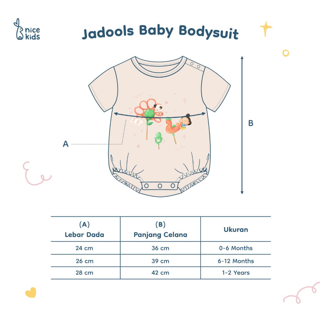 Nice Kids X Reejools - Jadools Baby Bodysuit (Baju Bayi One Piece Jumper Bayi)