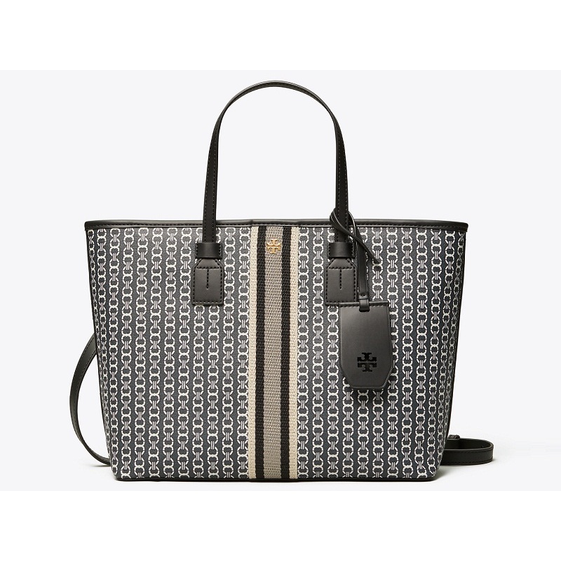 Tory Burch Gemini Link Canvas Small Tote Black