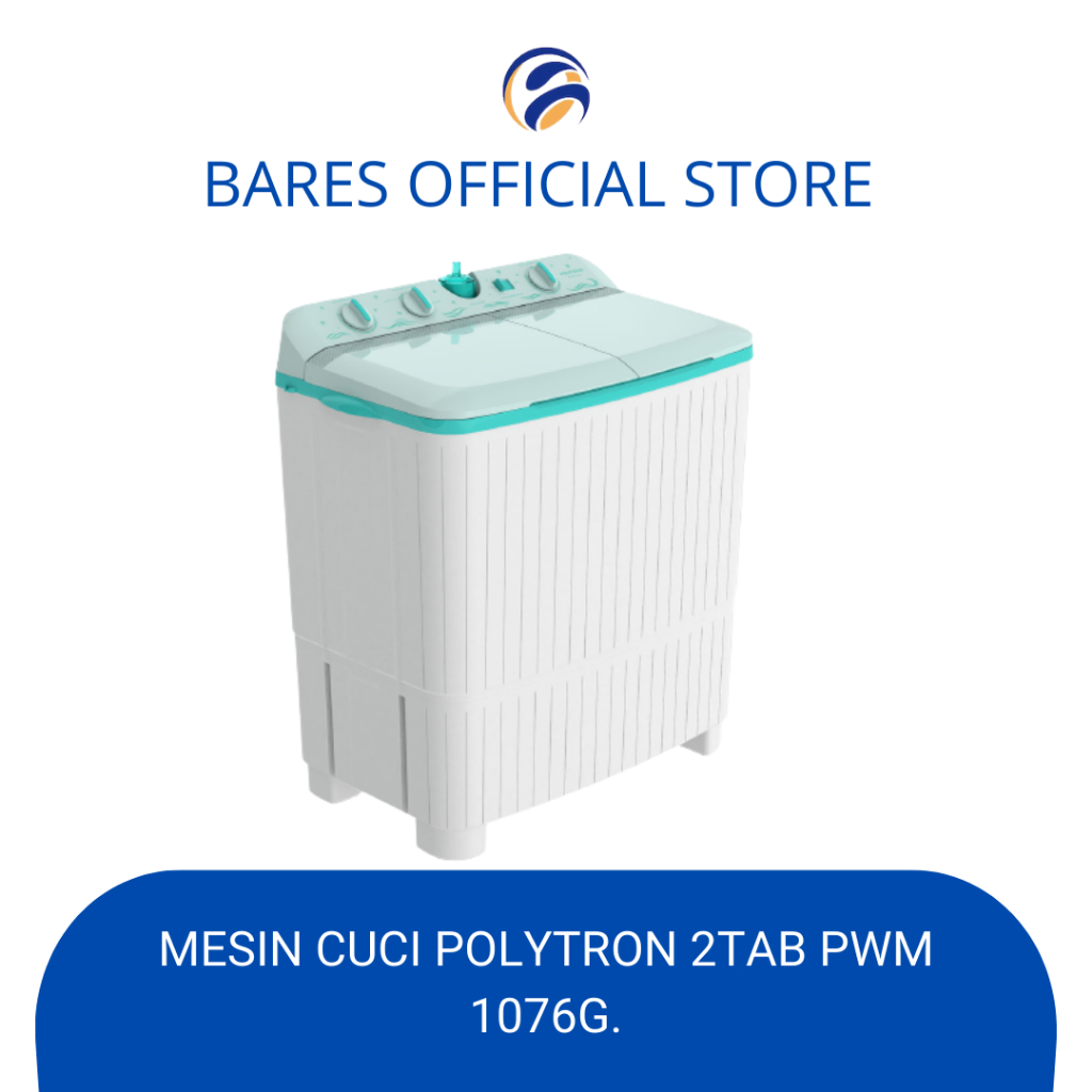 MESIN CUCI 2 TABUNG POLYTRON 10 KG TWIN TUB PWM-1076 10kg