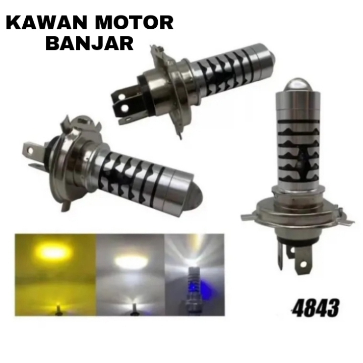 Lampu Led Utama motor H4 Senja biru kaki 3 H4 Vixion mxking tiger thunder gl cbr ninja scoopy crf kl