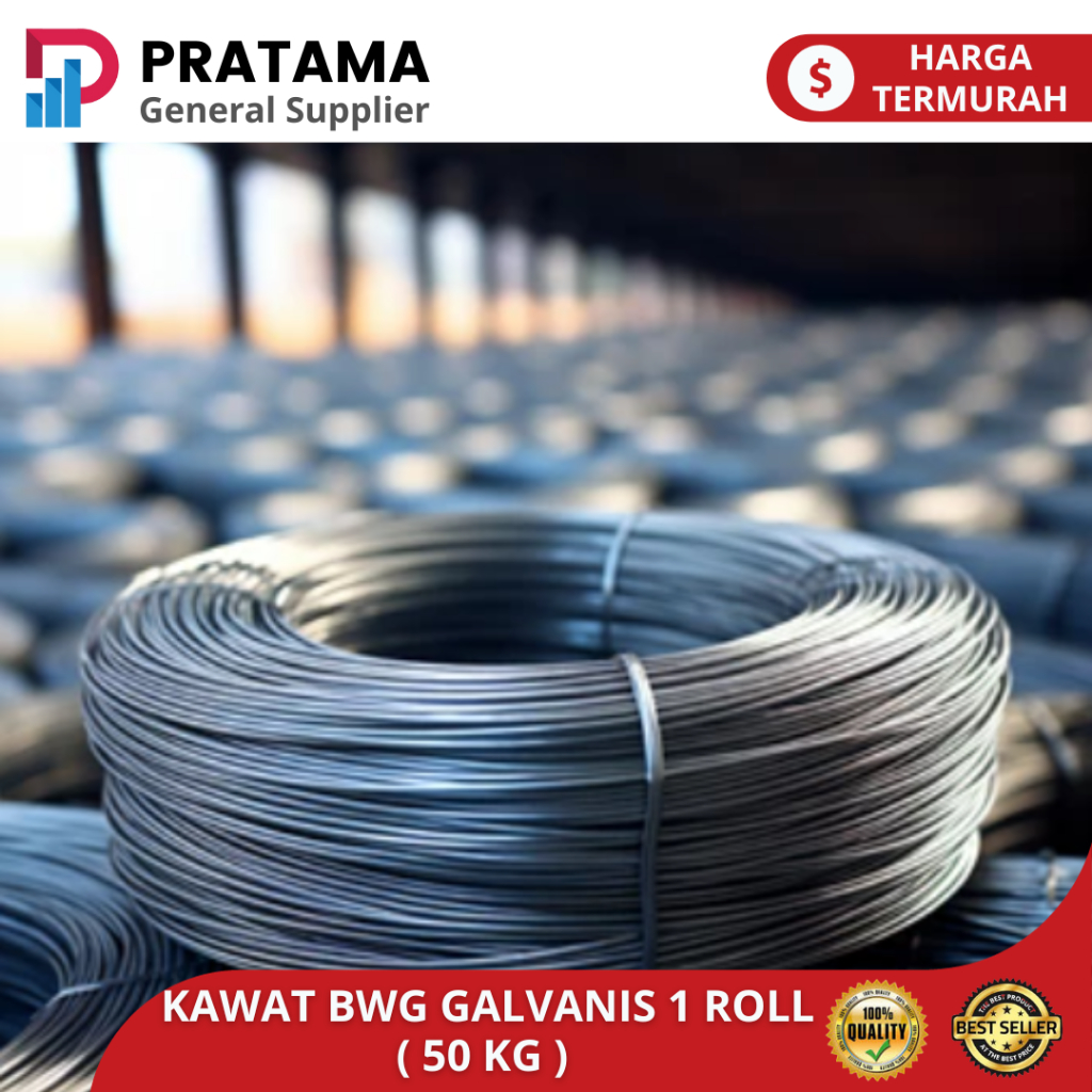 KAWAT IKAT BESI | KAWAT GALVANIS | KAWAT BWG GALVANIS 1 ROLL ( 50 KG ) | SUARABAYA