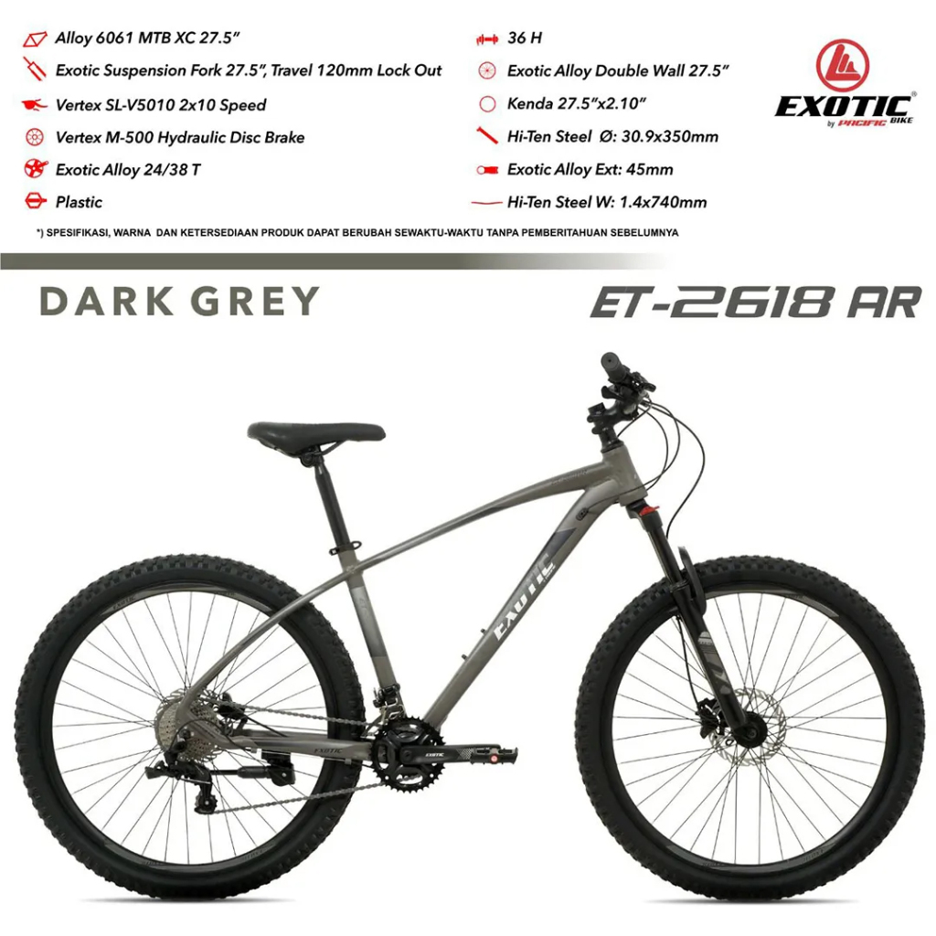 EXOTIC ET-2618 AR 27.5 inch Sepeda Gunung Cowok MTB